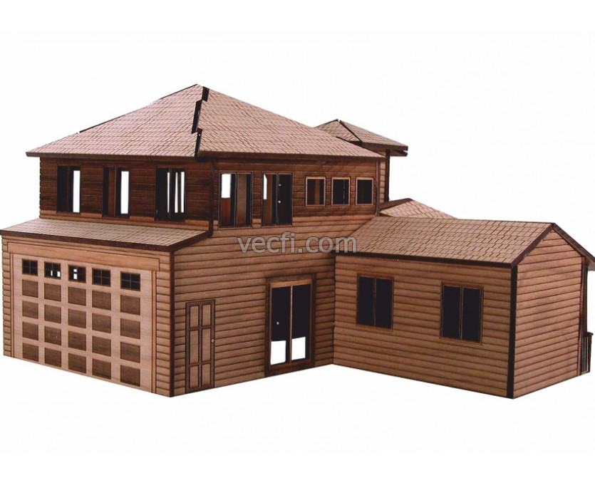 Architectural model of the house laser cut vector