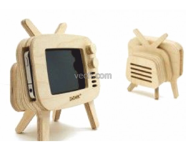 Retro TV Wooden Phone Stand Laser Cut File