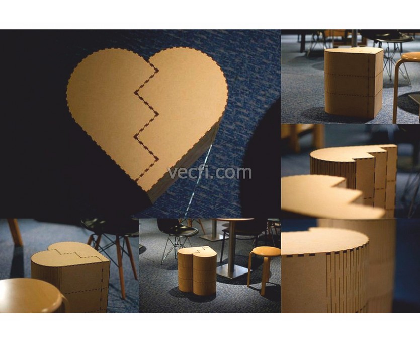 Chair Heart laser cut vector