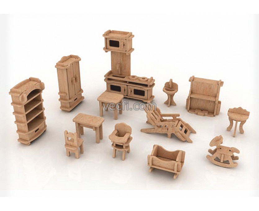 Furniture for house laser cut vector