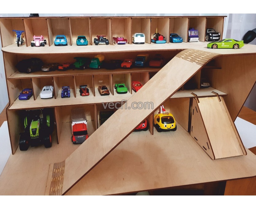 Parking for toy cars laser cut vector