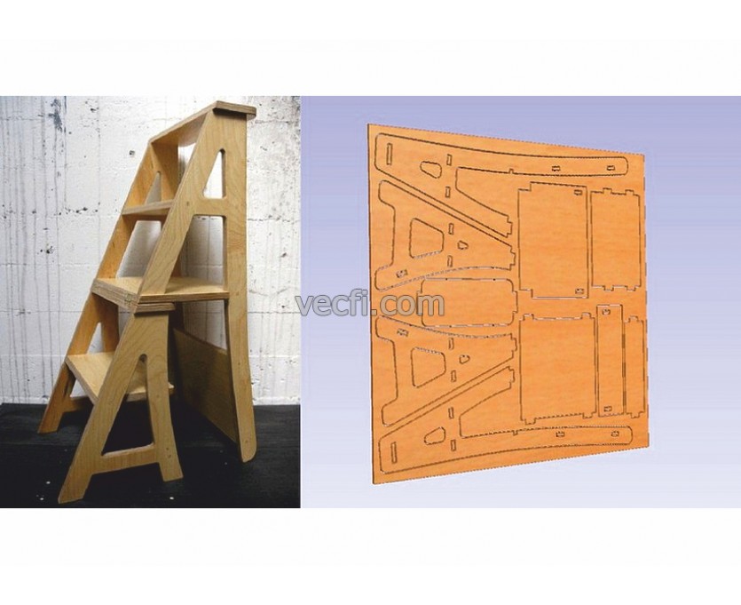Chair step-ladder laser cut vector
