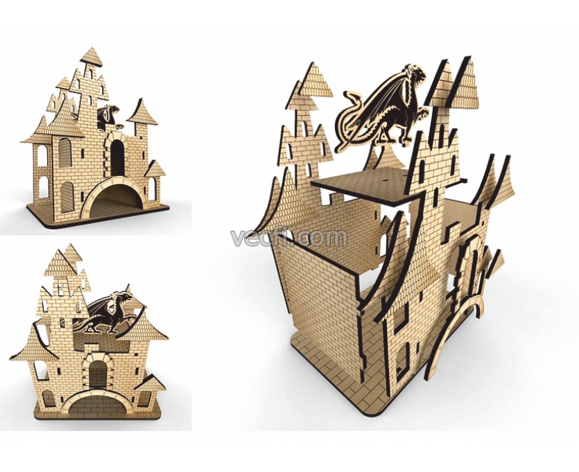 Tea House Castle laser cut vector