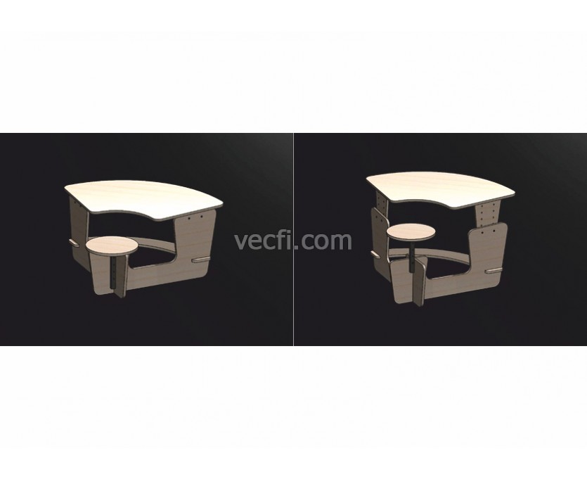 School desk and chair adjustable in height laser cut vector