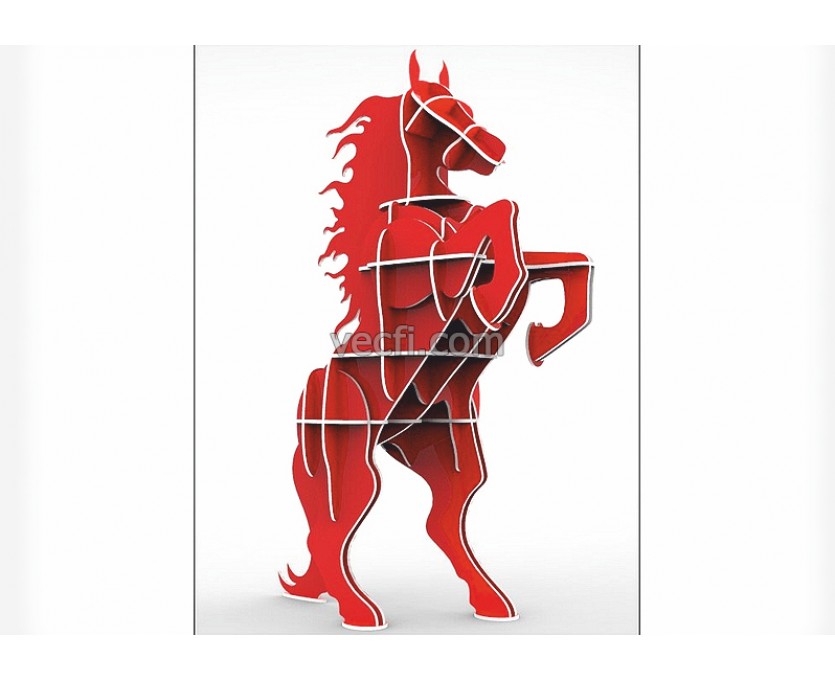 Horse on its hind legs laser cut vector