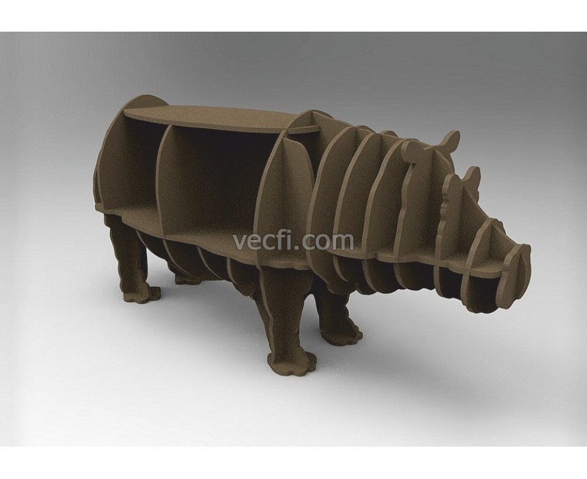 Hippo shelf laser cut vector