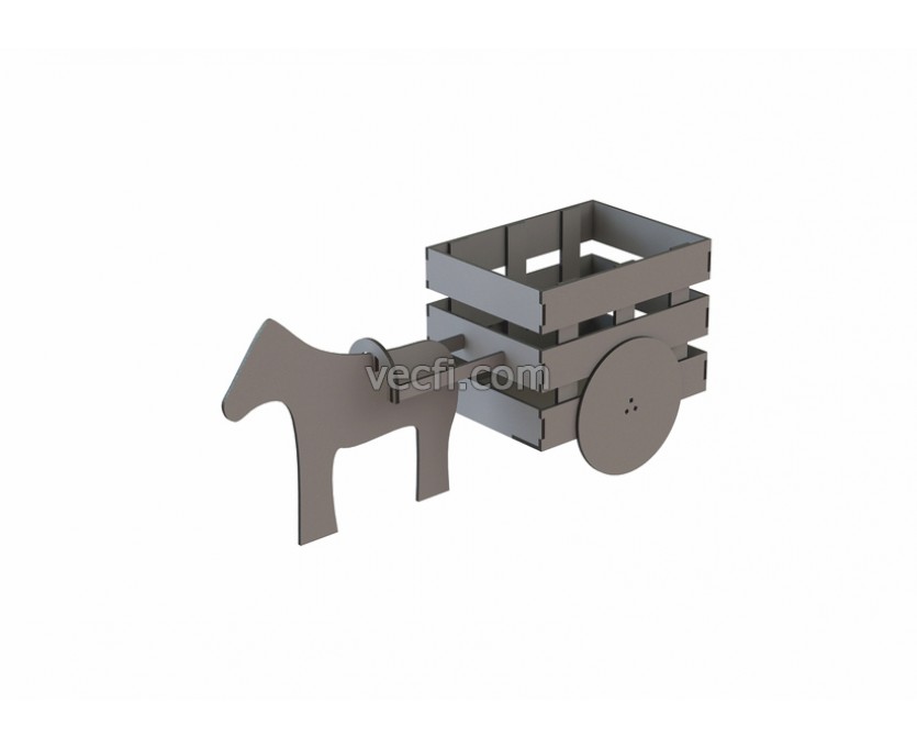 Horse cart laser cut vector