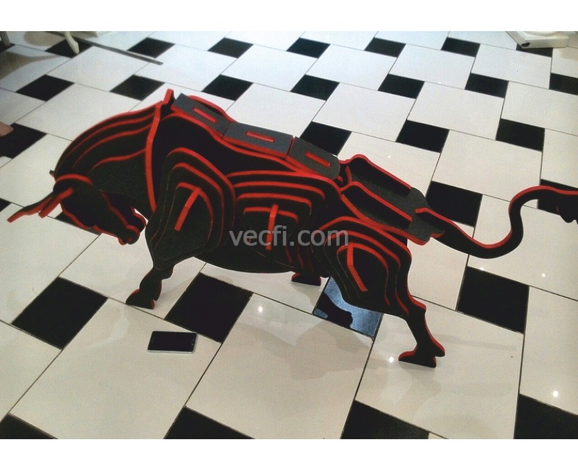 Bull laser cut vector