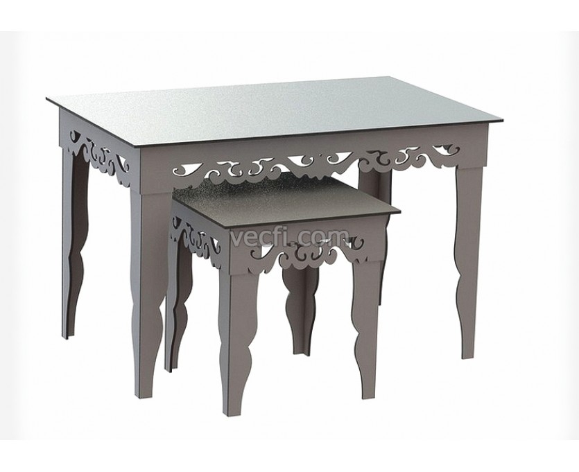 Table and chair laser cut vector