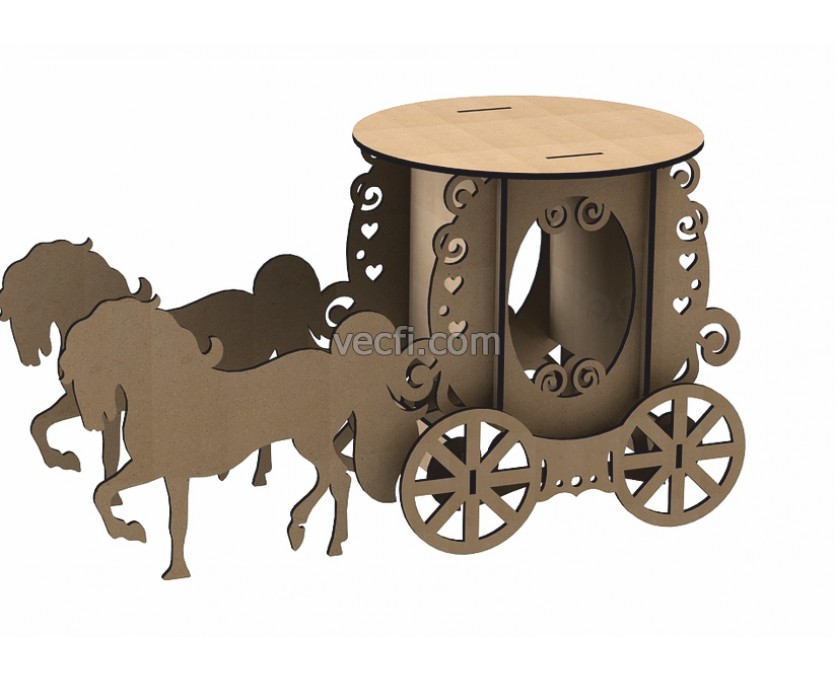The carriage (8) laser cut vector