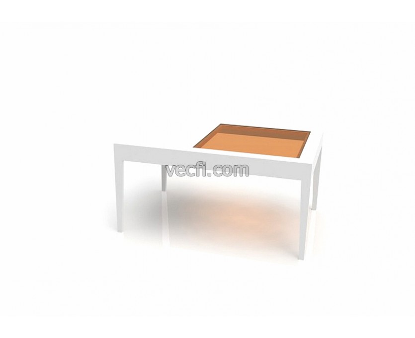Coffee table with glass (2) laser cut vector