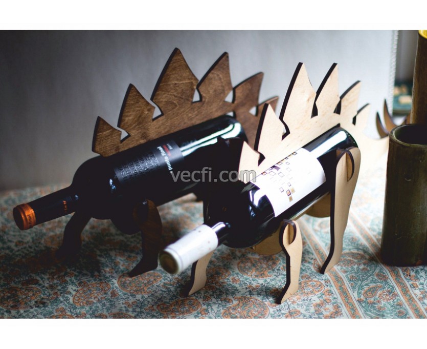 Dinosaur Bottle Stand laser cut vector