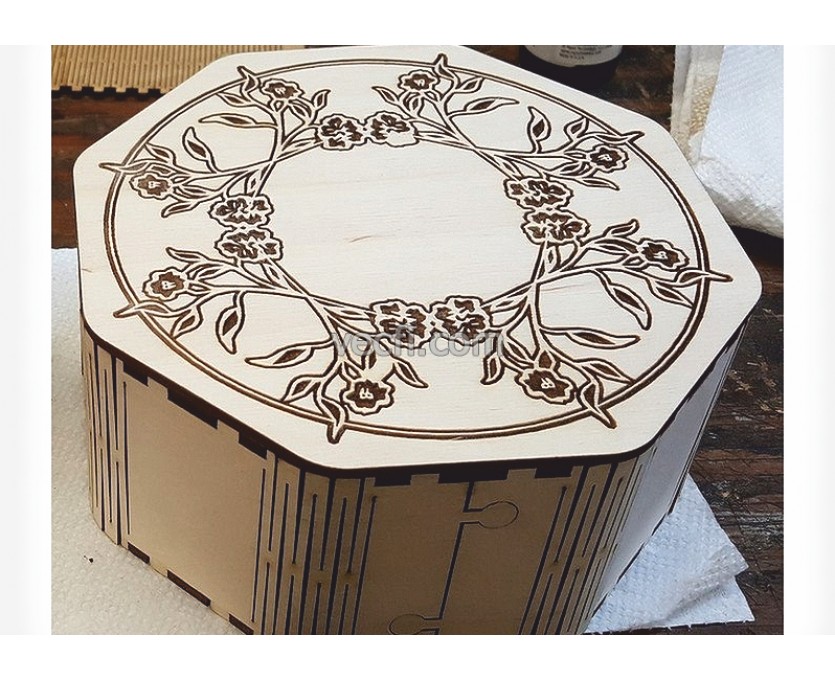 Casket with roses laser cut vector
