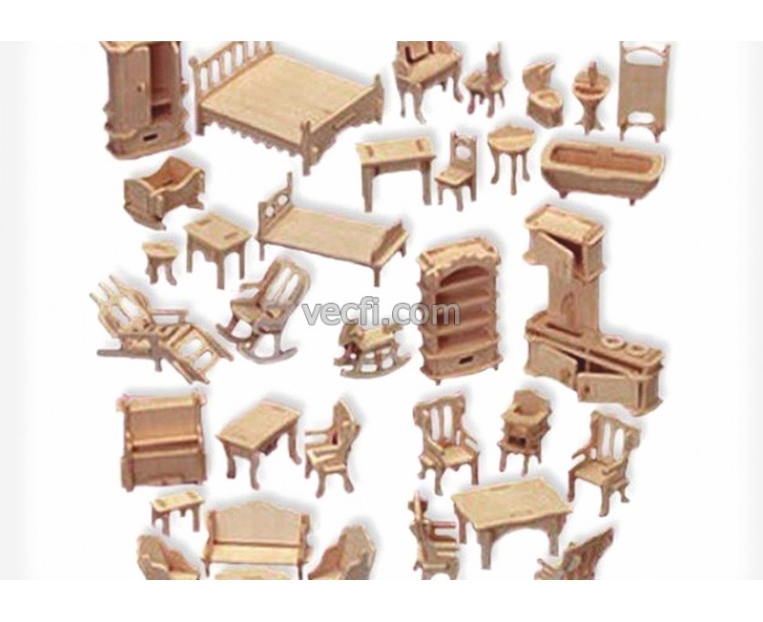 Furniture for house laser cut vector