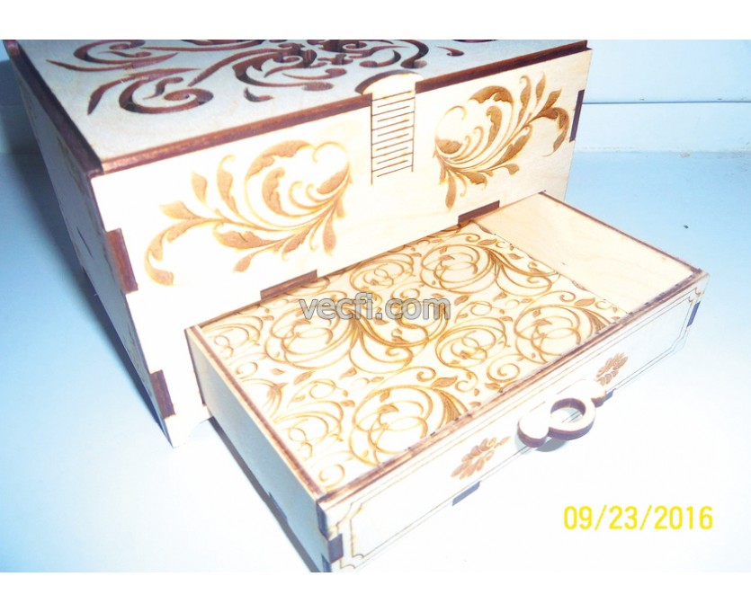 Drawer with drawer laser cut vector