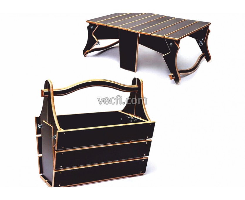 Folding table basket laser cut vector