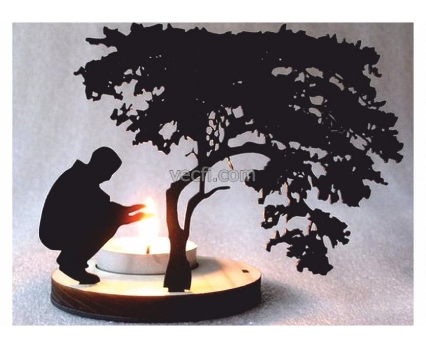 Candlestick Man by the tree laser cut vector