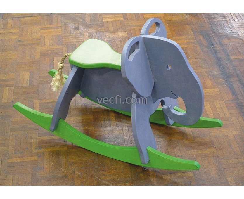 Rocking chair elephant laser cut vector