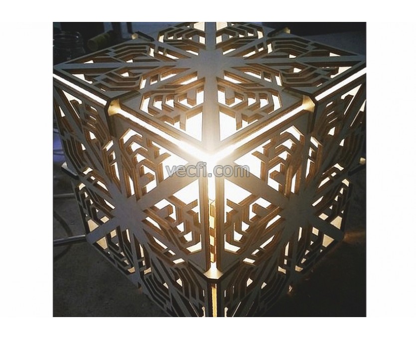 Lamp Decorative cube laser cut vector