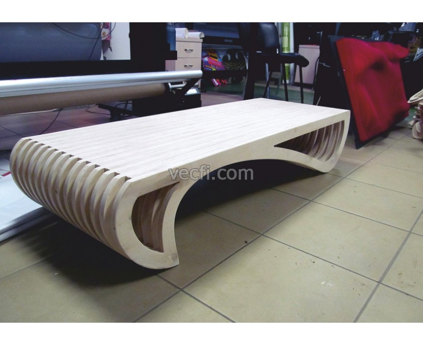 Bench table wavy laser cut vector