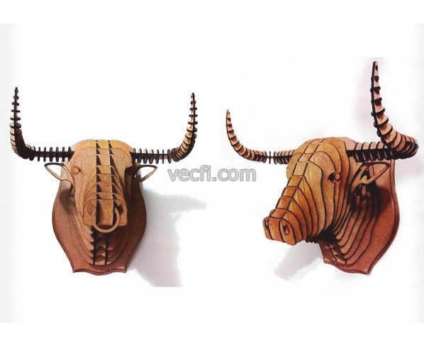 Majestic Bull Wall Sculpture Laser Cut File