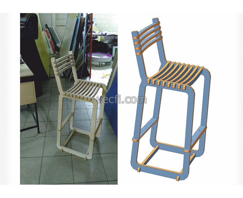Bar stool laser cut vector