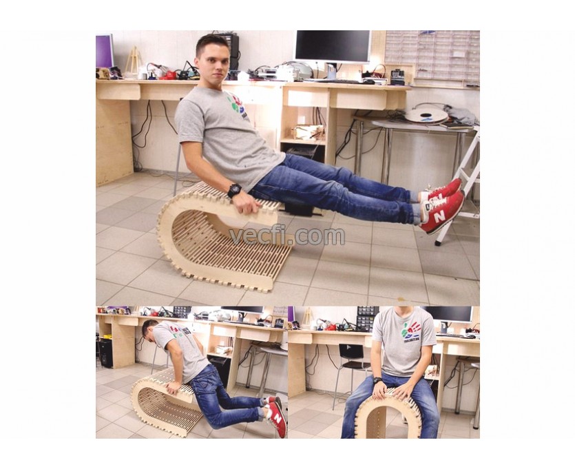 Flexible plywood chair laser cut vector