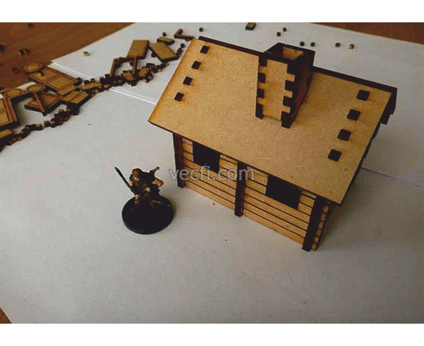 House in the village laser cut vector