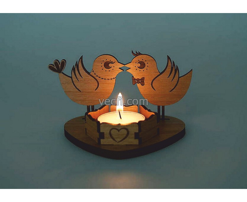 Birdie candlestick laser cut vector
