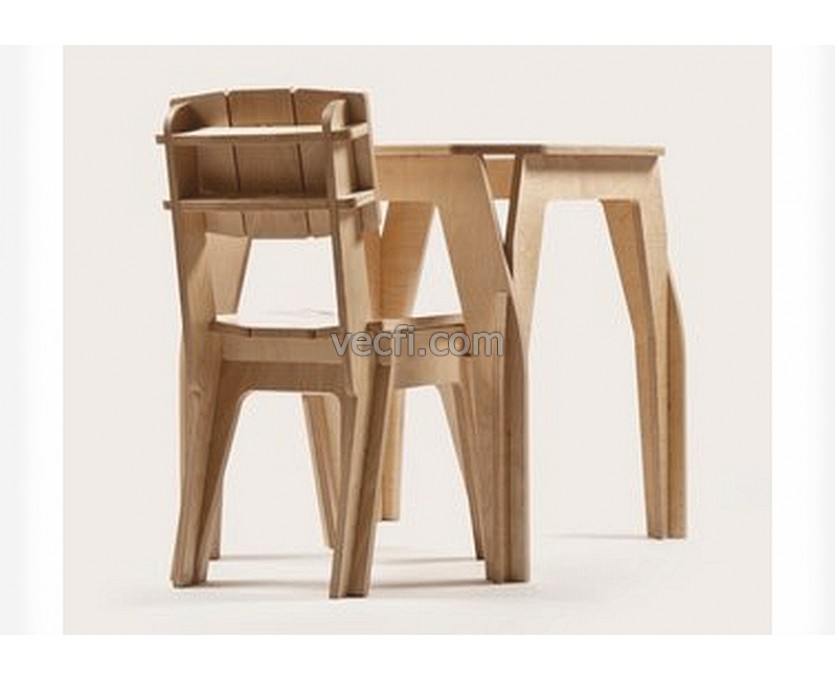 Chair and table laser cut vector