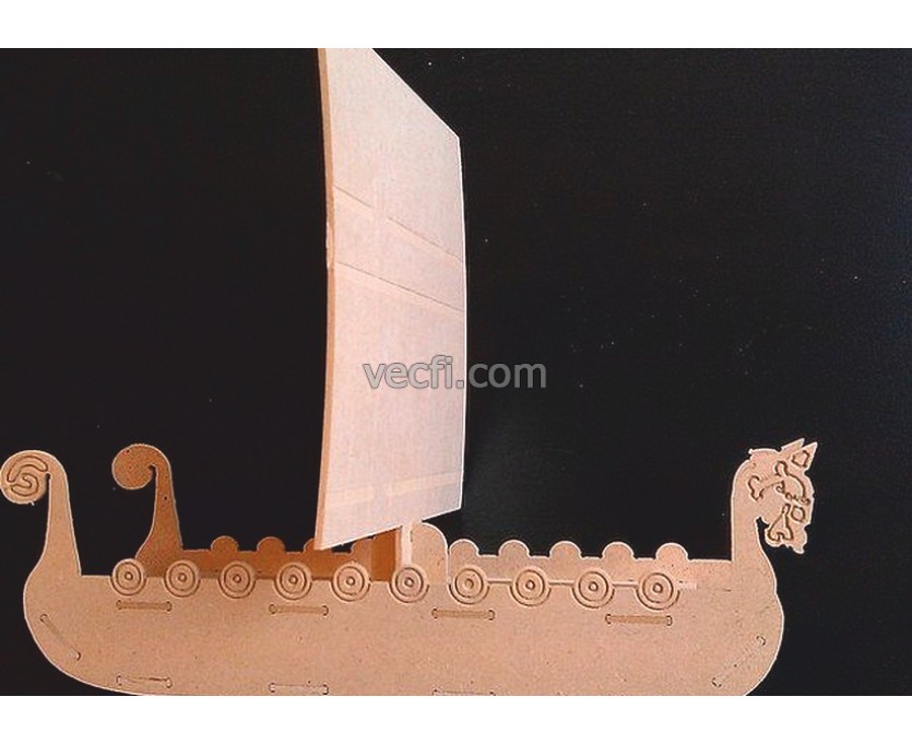 Viking boat laser cut vector