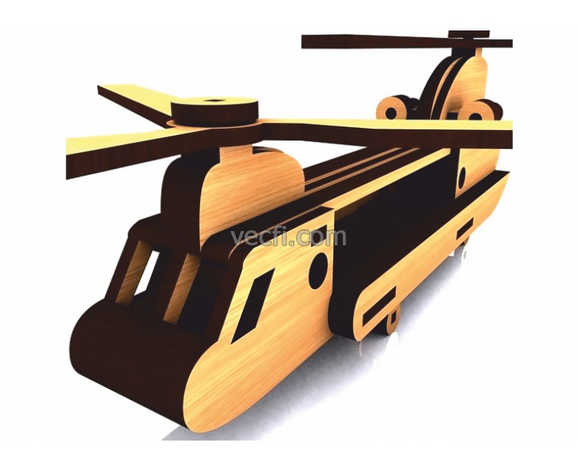 Military helicopter laser cut vector