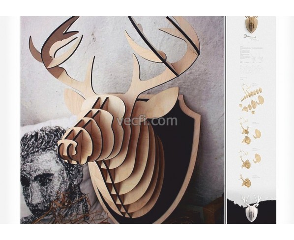 Majestic Deer Trophy Laser Cut Vector