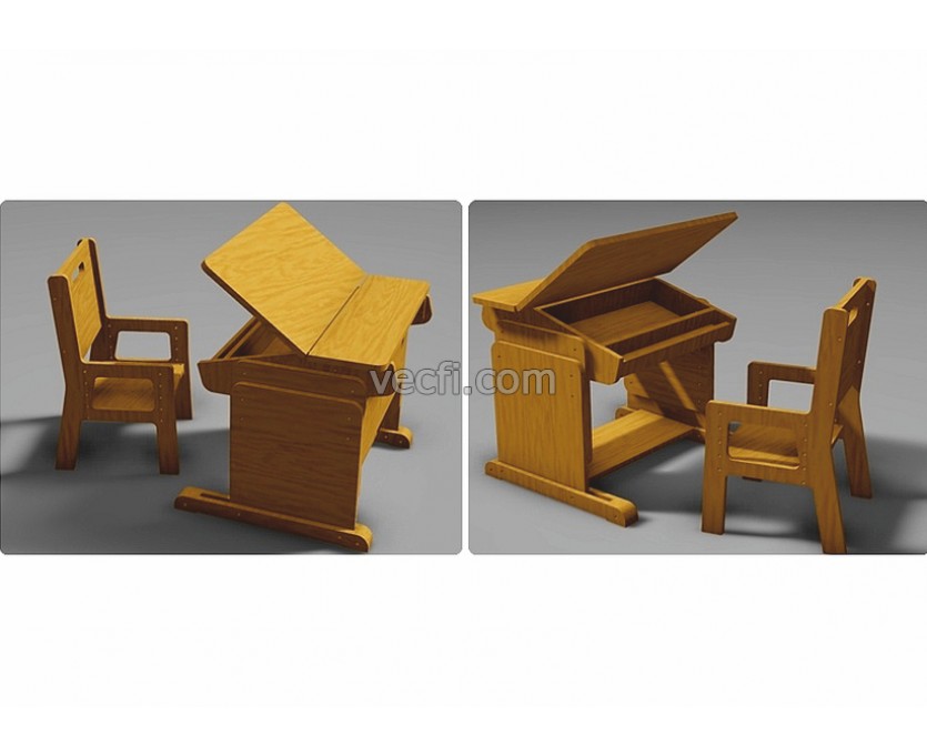 Chair and desk laser cut vector