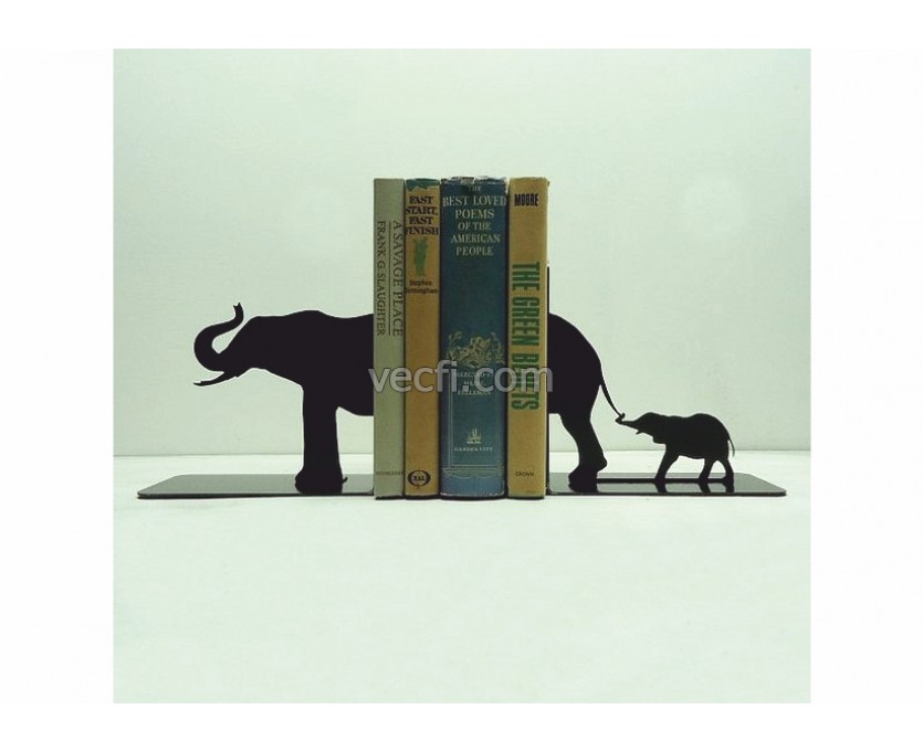 Book Stoppers Elephant Family laser cut vector