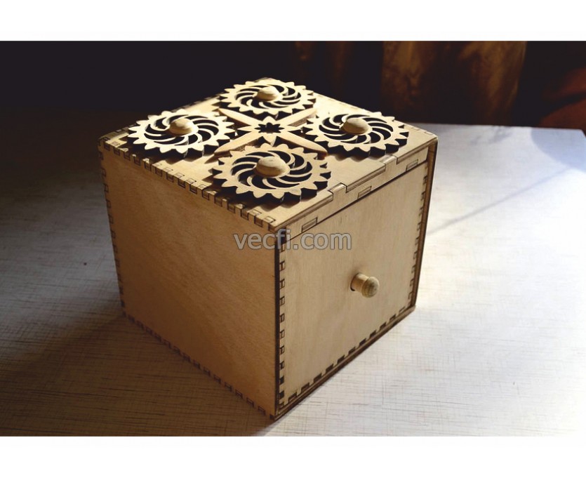 Box with combination lock laser cut vector