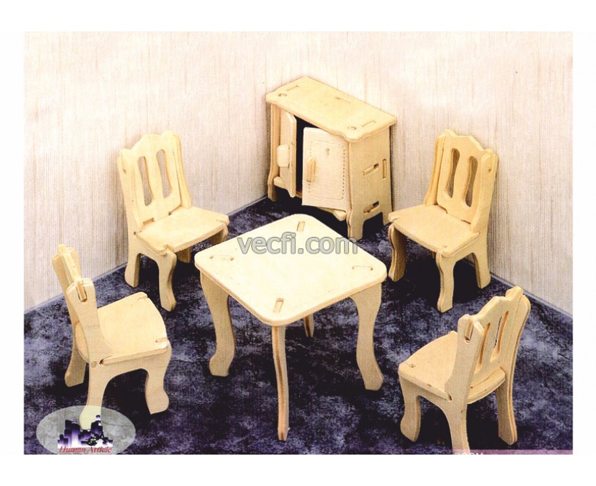 Furniture for a dollhouse (2) laser cut vector