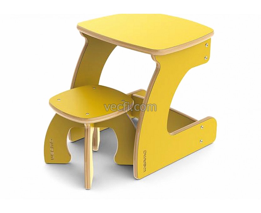 Children's chair and table laser cut vector