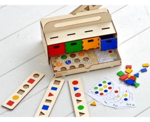 Educational Color Sorting Puzzle Box - Laser Cut Vector Plans