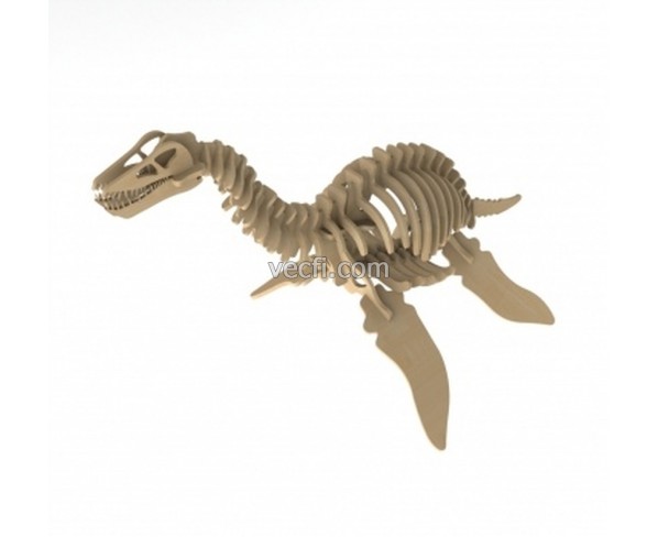 Pliosaurus 3D Puzzle: Laser Cut Wood Model