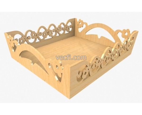 Floral Elegance Tray Laser Cut Template