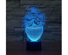 Rose In A Vase 3d Illusion Lamp Led Night