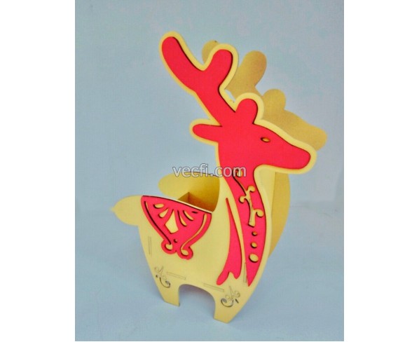 Festive Reindeer 3D Puzzle Laser Cut Vector