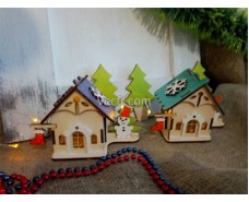 Wooden House Christmas Village