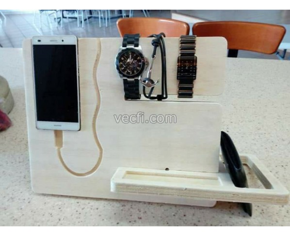 All-in-One Plywood Charging Station Laser Cut File