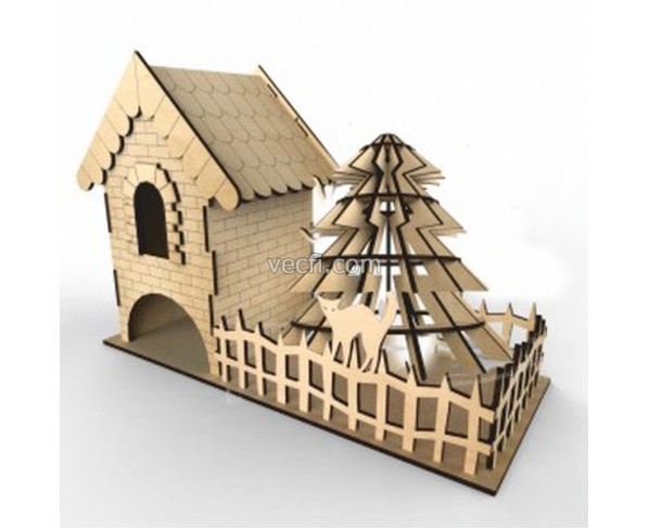 Woodland Fairy Cottage Laser Cut Vector Model