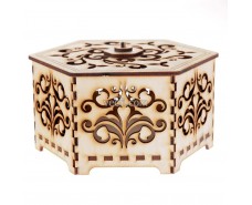 Hexagon box with a pattern and monograms